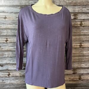 White House Black Market WHBM Dusty Purple LS Blouse MD medium